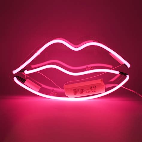 lips glass neon wall sign pink locomocean ltd