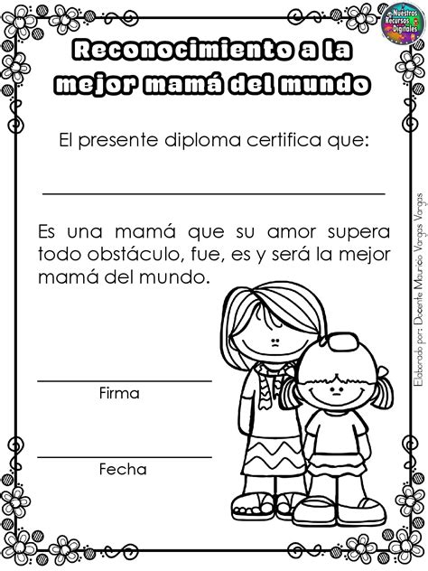 Diplomas Para Colorear Y Dar Eldia De Las Madres 001