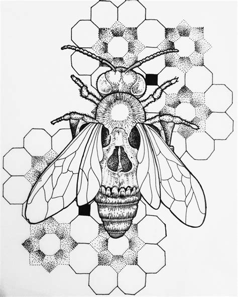 Geometric Dotwork Beeskull Mash Up Art Artsy Artist Bee