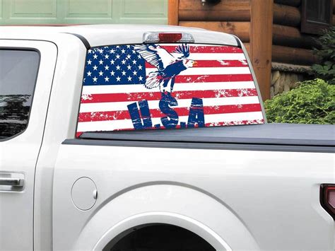 Usa Flag Bald Patriotic Distressed Style Rear Window Decal Sticker Pick