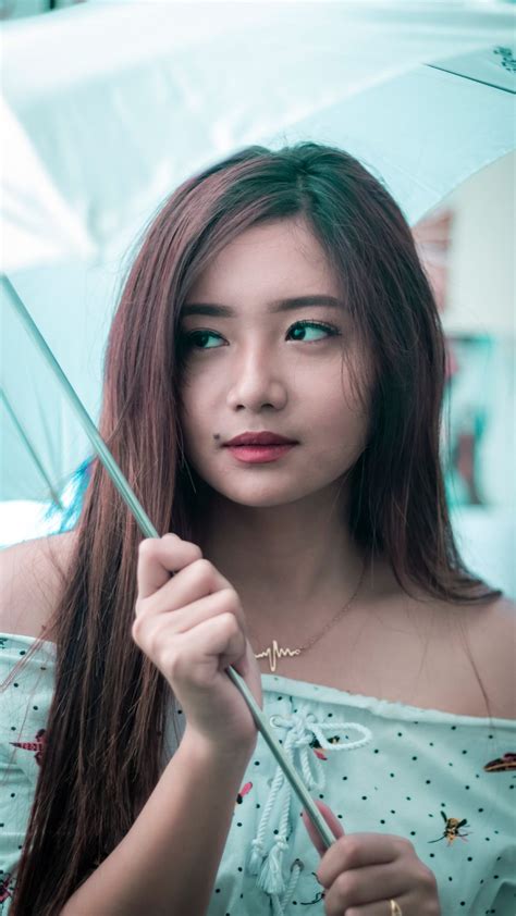 Cute Asian Model Umbrella Photography Free 4k Ultra Hd Mobile Wallpaper