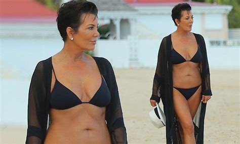 kris jenner showcases incredible bikini body in a sexy black two piece daily mail online