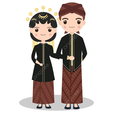 Karakter Pasangan Mengenakan Gaun Pengantin Tradisional Jawa Tengah