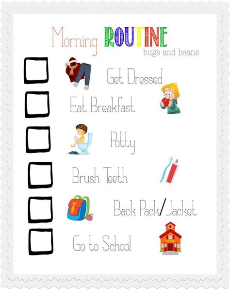 Morning Routine Chart For Back To School