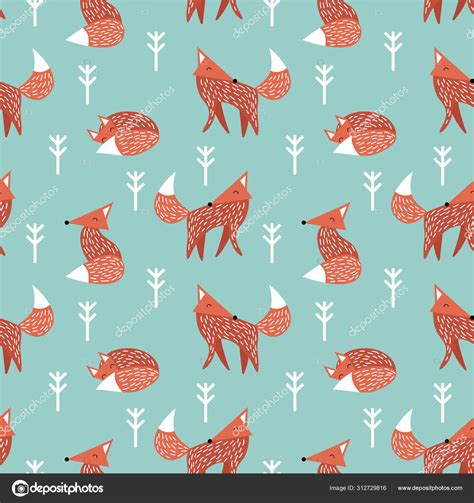 Pattern With Foxes In Scandinavian Style — Stock Vector © Alisaelly