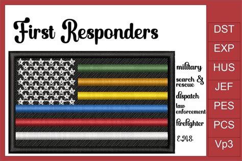 First Responders Flag Embroidery Design