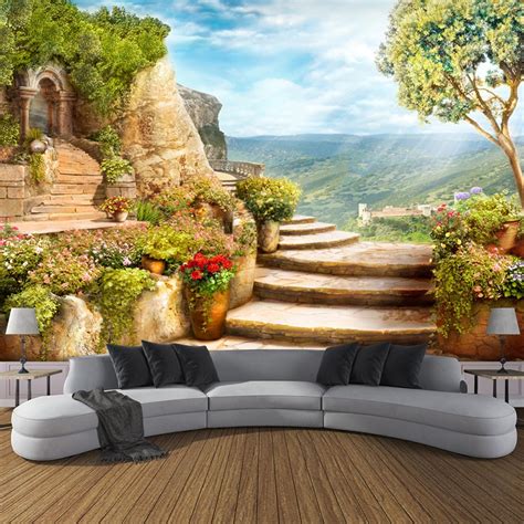 Custom 3d Photo Wallpaper European Garden Nature Landscape Large Murals