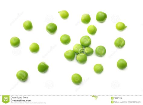 Fresh Green Peas Isolated On A White Background Top View Stock Photo