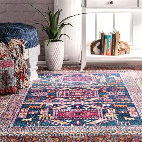 Navy Bohemian Pattern Soft Area Rugs Modern Rugs And Decor
