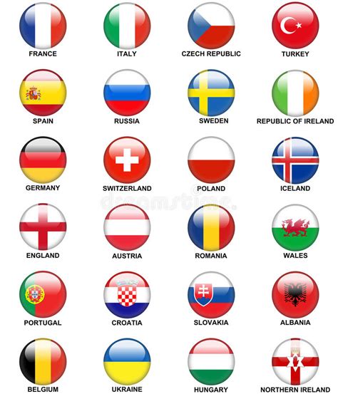Follow your teams and host cities. Glossy Buttons European Countries Flags Euro 2016 Stock ...