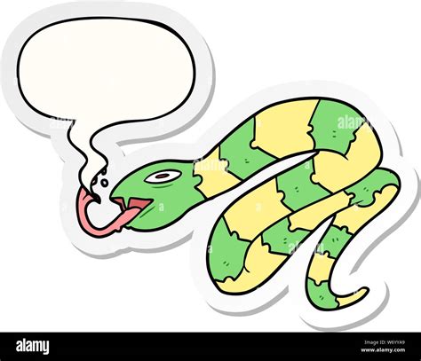 Cartoon Hissing Snake With Speech Bubble Sticker Stock Vector Image