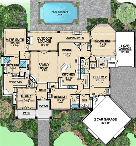 Plan 36424tx 3 Bedroom Beauty With Game Room Floor Plans Ranch
