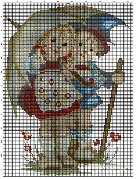 The search of embroidery patterns, cross. "Sunny Weather" Hummel cross stitch pattern | Vintage ...