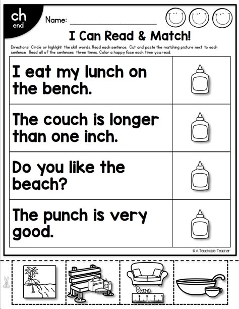 read and match phonics sentences digraphs a teachable teacher