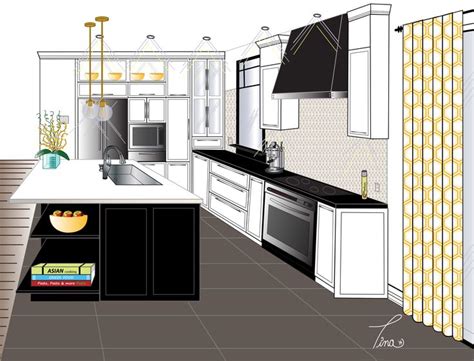 2 Point Perspective Contemporary Kitchen Final Rendering Kitchen