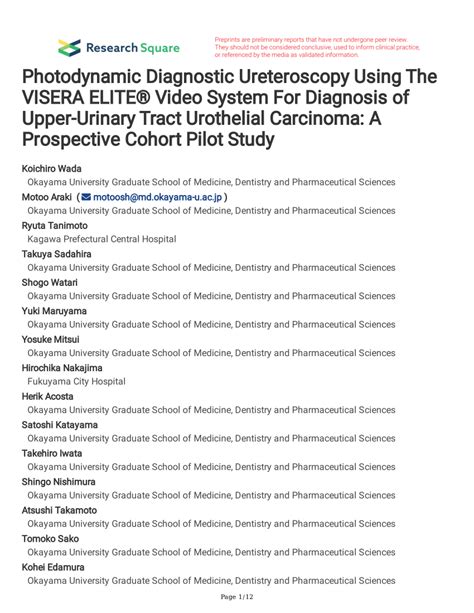 Pdf Photodynamic Diagnostic Ureteroscopy Using The Visera Elite Video System For Diagnosis Of