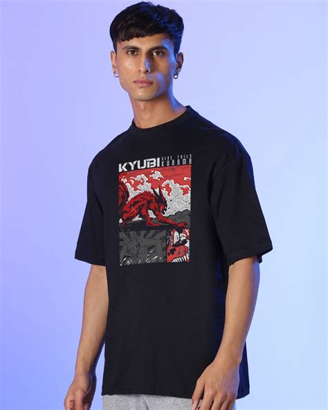 Buy Mens Black Nine Tail Oversized T Shirt Online At Bewakoof