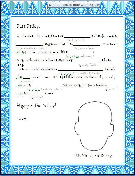 Having Fun At Home Fill In The Blank Fathers Day Letter From Your