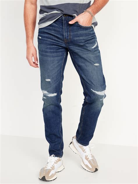 Relaxed Slim Taper Built In Flex Ripped Jeans For Men Old Navy