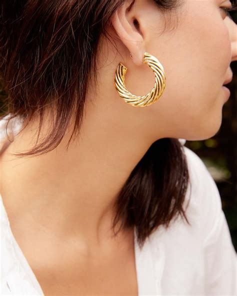 Large Thick Chunky Gold Hoop Earrings 20k Gold Plated Twist Etsy