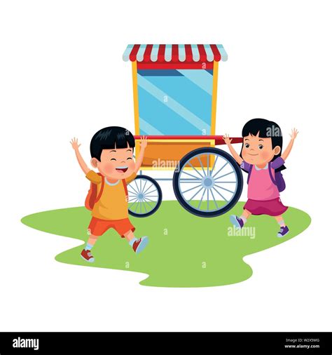 Happy Children In The Amusement Park Stock Vector Image And Art Alamy