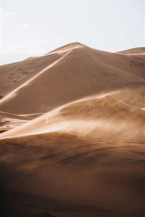 Sand Texture In Morocco Sahara Merzouga Desert Portrait Oriented Stock