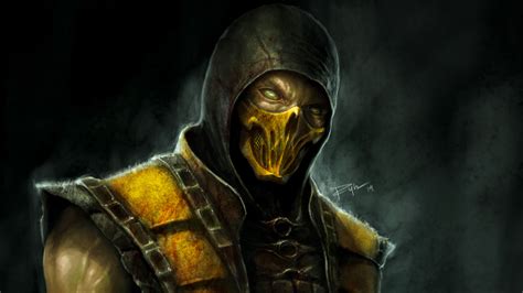 Scorpion Mortal Kombat X 4k Artwork Портрет
