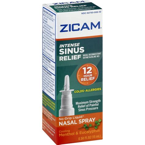 Zicam Cold Remedy Nasal Spray No Drip Liquid Maximum Strength Menthol And Eucalyptus Allergy