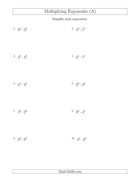Adding And Subtracting Exponents Worksheet