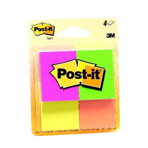 3m Post It Note Pads 138 X 178 Inches Fluorescent 4 Pads 50