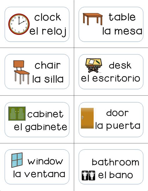 Classroom Labels English To Spanish These Labels Are A Communication