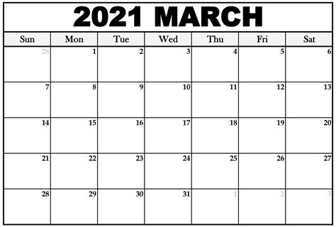 Print March 2021 Calendar With Holidays Dates Pages One Platform For