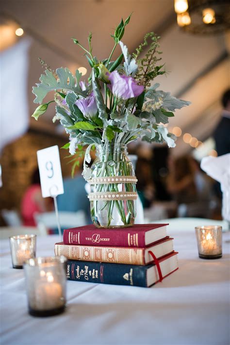 Book Centerpiece Stand With Lisianthus Bouquet