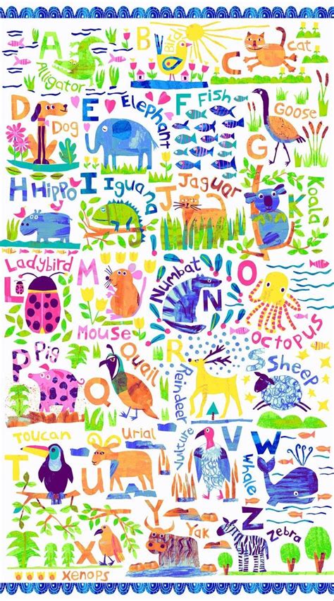 Alphabet letters fabric cotton craft quilting large panel 44x 22 letter stitch. Animal Magic - Alphabet - Quilt Panel by Clothworks