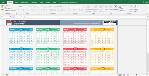 Fully Printable Excel Calendar Template From 2017 To 2021 Nicely