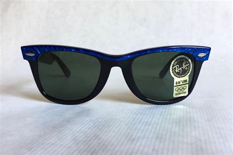 Ray Ban By Bausch And Lomb Wayfarer Blue Marble Vintage Sunglasses New Old Stock