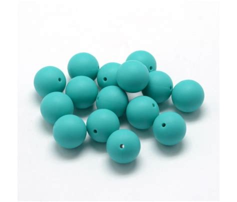 Medium Teal Silicone Bead 12mm Smooth Round Golden Age Beads