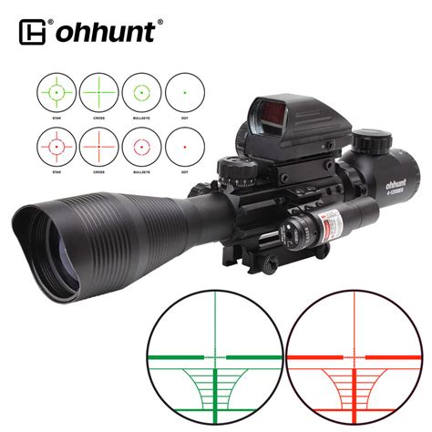 Ohhunt Tactical 4 12x50 Rifle Scope Red Dot Combo Holographic 4 Reticl