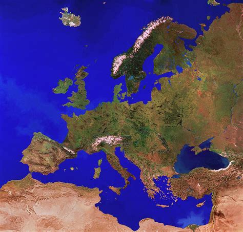 Europe From Space Photograph By Copyright 1995 Worldsat International