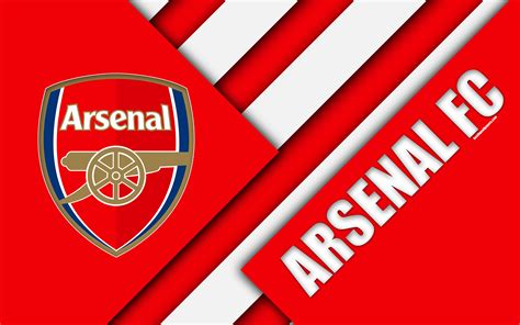 Download wallpapers Arsenal FC, logo, 4k, material design, red white 