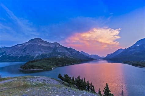 Sunset At Waterton Lakes National Park Alberta Canada