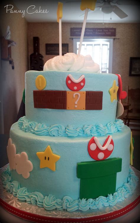 Mario 3/5/7 inch dark chocolate cakes torted with white chocolate mousse and buttercream, milk chocolate ganache and covered in fondant. Super Mario Brothers Cake Is Dark Chocolate Fudge With Peanut Butter Filling And Buttercream ...