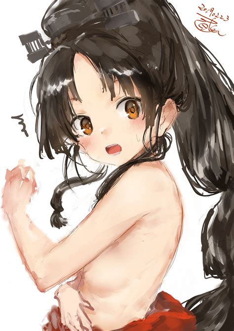 Toka Marchlizard Nisshin Kancolle Kantai Collection Highres 1girl Armpits Black Hair