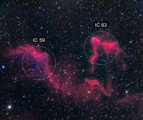 Ic 59 And Ic 63 Emission Reflection Nebulae In Cassiopeia