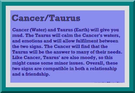 Taurus and cancer soulmates as soulmates, no two signs are more compatible than the bull and the crab. Taurus compatibility with various other signs - Page 2 of ...