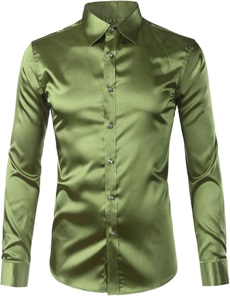 Silk Satin Shirt Men 2019 Casual Long Sleeve Slim Fit Mens Dress Shirts