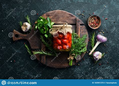 Pickled Cherry Tomatoes In A Glass Jar Food Stocks Stock Photo Image