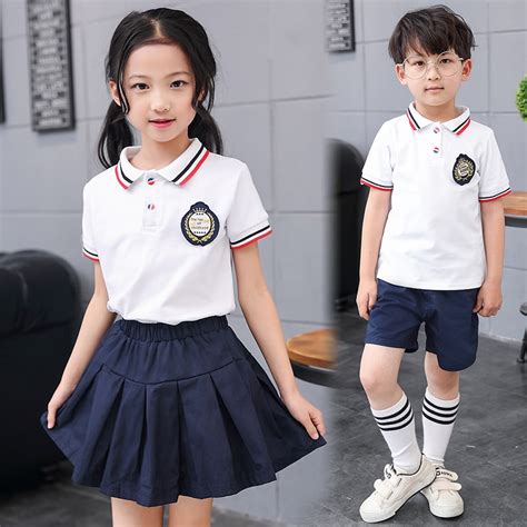 4 16y Childrens School Uniform Kids Clothes Sets 2 Pieces Set Short