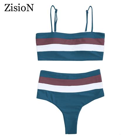 Zision 2018 Bikinis Women Swimming Suits High Waist Swimsuit Sexy
