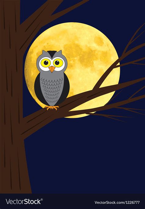 Owl Sitting On A Branch Of Tree Royalty Free Vector Image